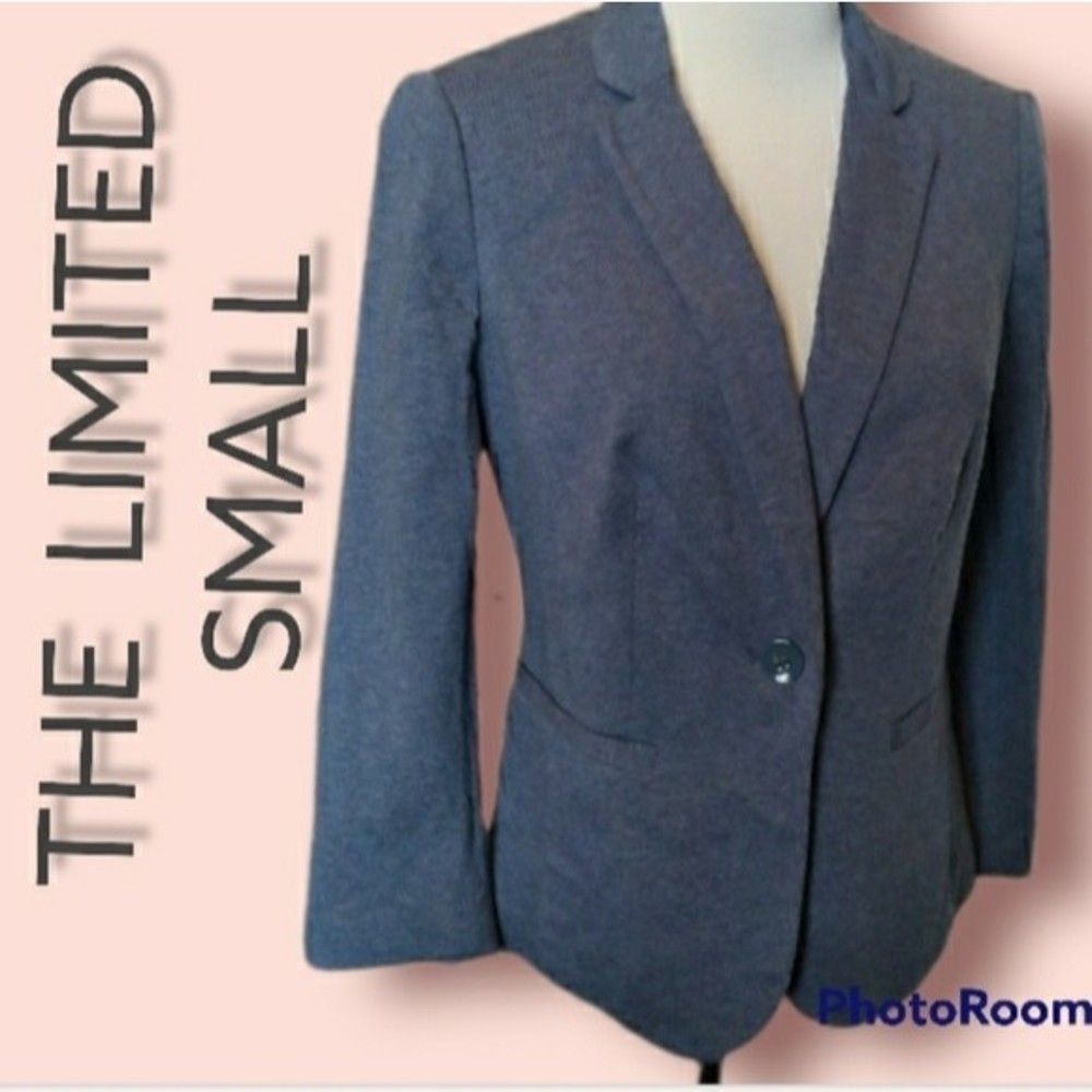 NEW KNIT BLAZER CHAMBRAY BLUE TAILORED COAT ONE BUTTON SMALL WOMENS SMALL